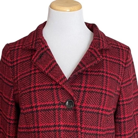NWT Talbots Red Plaid Houndstooth Blazer Jacket 10P - Picture 3 of 12